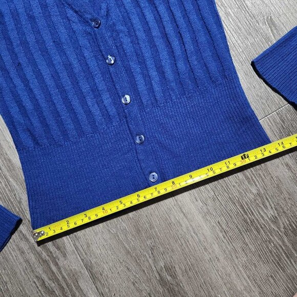 Vintage royal blue ribbed cardigan ✦ y2k classic button up cardigan ✦ - Picture 9 of 13